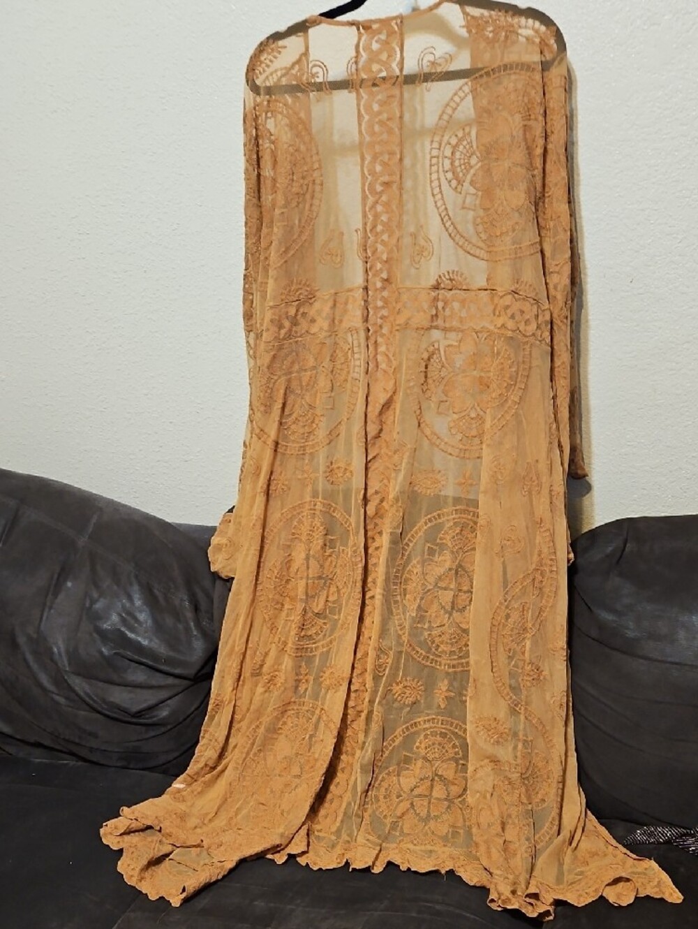 torrid Sheer Lace Duster Cardigan in Camel - Picture 5 of 8